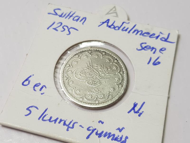 SULTAN ABDÜLMECİD HAN DÖNEMİ GÜMÜŞ 5 KURUŞ MECİDİYE - NADİR