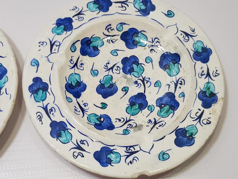 ANTİKA KÜTAHYA İŞİ BİR ÇİFT KÜL TABLASI