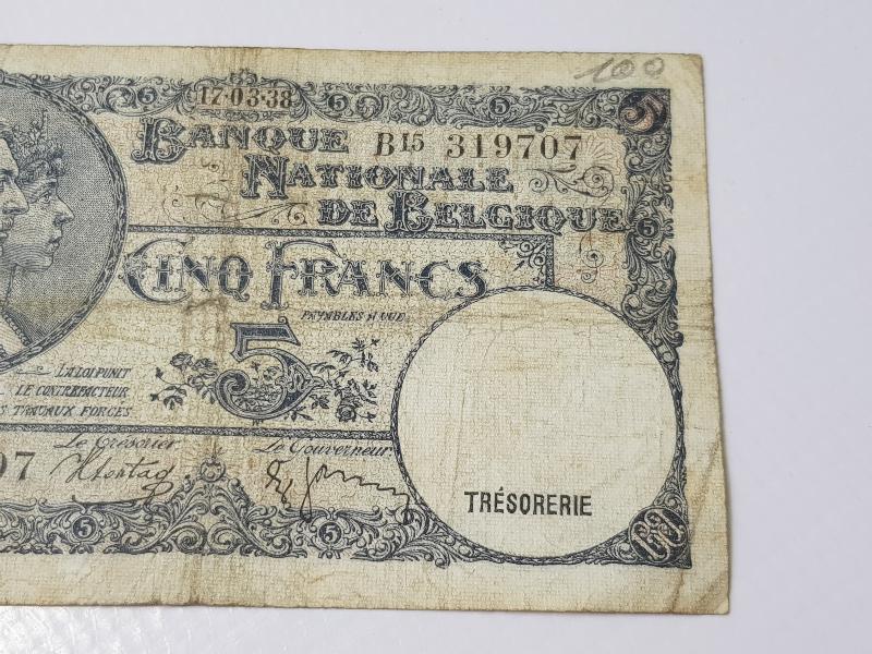 1938 BELÇİKA 5 FRANK