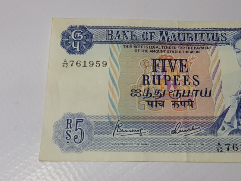 MAURITIUS 5 RUPEES ÇOK NADİR KAĞIT PARA