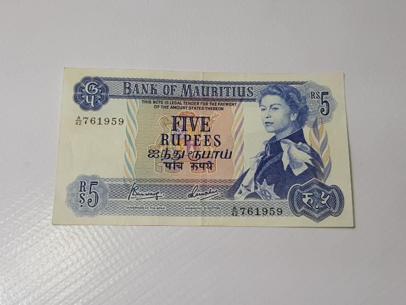 MAURITIUS 5 RUPEES ÇOK NADİR KAĞIT PARA