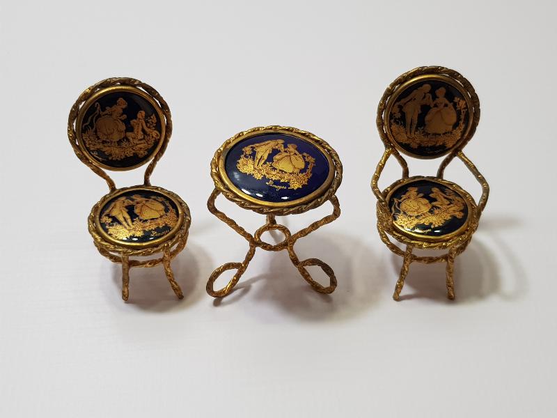 LİMOGES MİNYATÜR MASA VE SANDALYE BİBLOSU