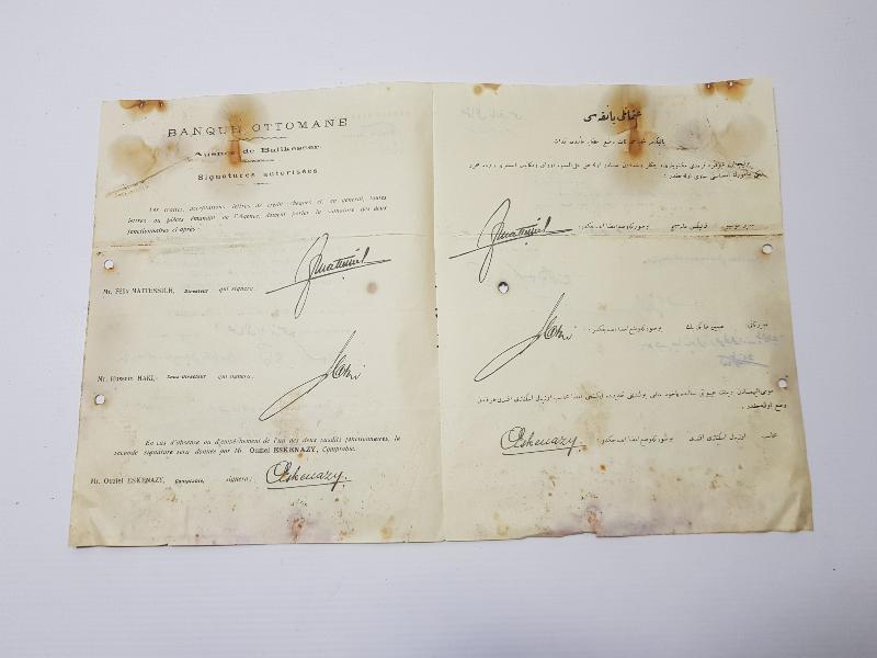 OSMANLI BANKASI BALIKESİR ŞUBESİ OSMANLICA VE FRANSIZCA İMZA SİRKÜLERİ