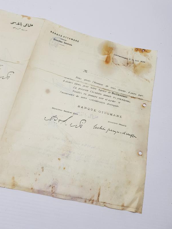 OSMANLI BANKASI BALIKESİR ŞUBESİ OSMANLICA VE FRANSIZCA İMZA SİRKÜLERİ