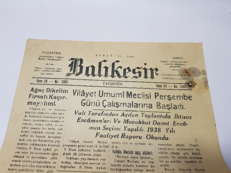 13 ŞUBAT 1939 BALIKESİR GAZETESİ