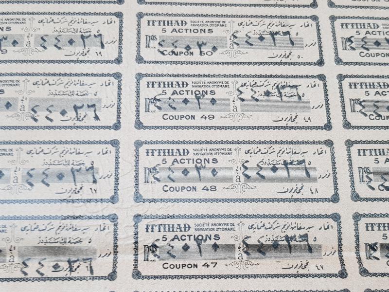 OSMANLI DÖNEMİ ÇOK NADİR GEMİ RESİMLİ İTTİHAD HİSSE SENEDİ