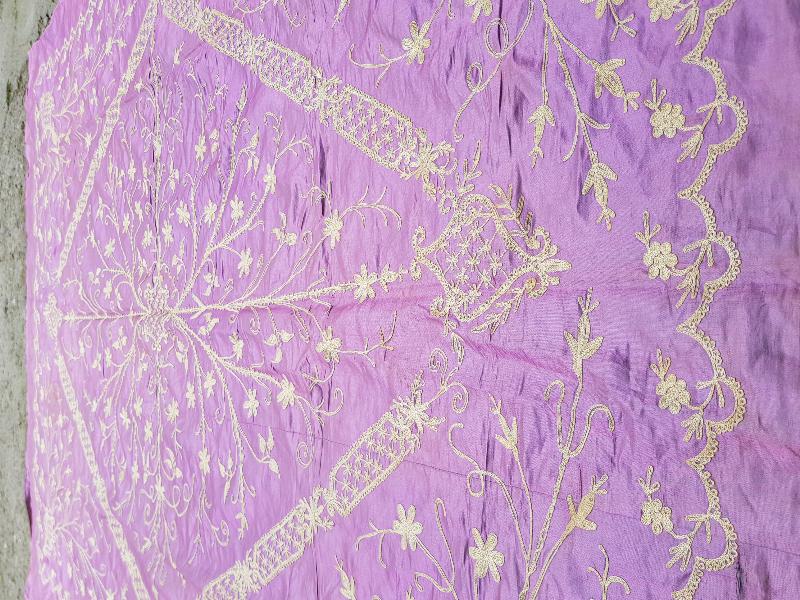 OSMANLI DÖNEMİ EL İŞLEME İPEK YATAK ÖRTÜSÜ