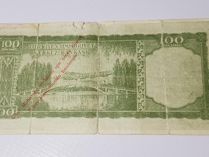 OKUL MUHASEBE TATBİKATI İÇİN BASILMIŞ 5. EMİSYON 100 LİRA