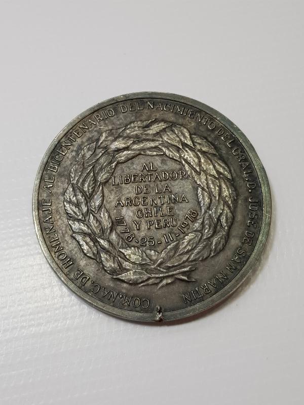 ARJANTİN - ŞİLİ VE PERU'NUN DEVRİMCİ LİDERİ JOSE DE SAN MARTİN TEMALI DEV BOY MADALYA