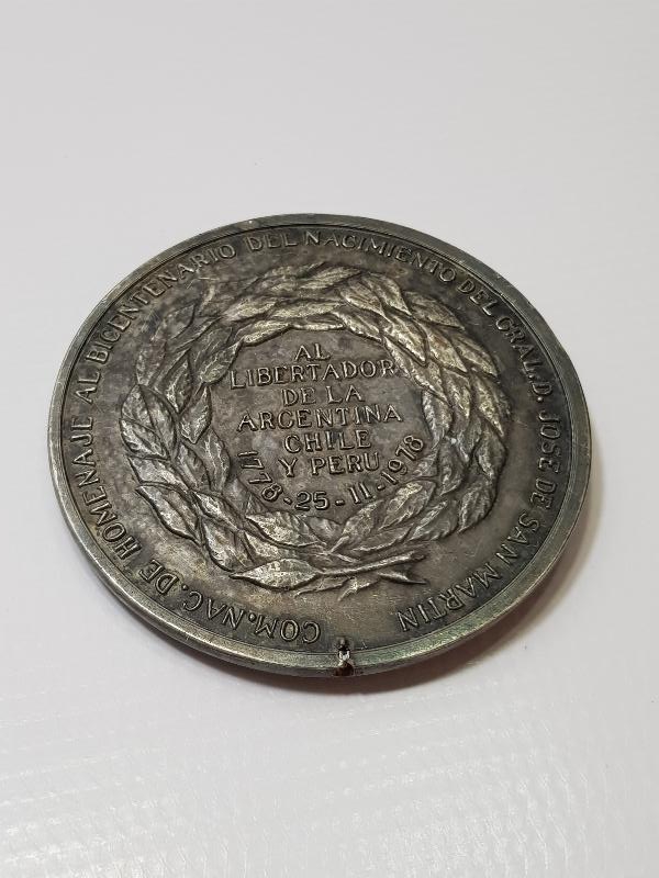 ARJANTİN - ŞİLİ VE PERU'NUN DEVRİMCİ LİDERİ JOSE DE SAN MARTİN TEMALI DEV BOY MADALYA