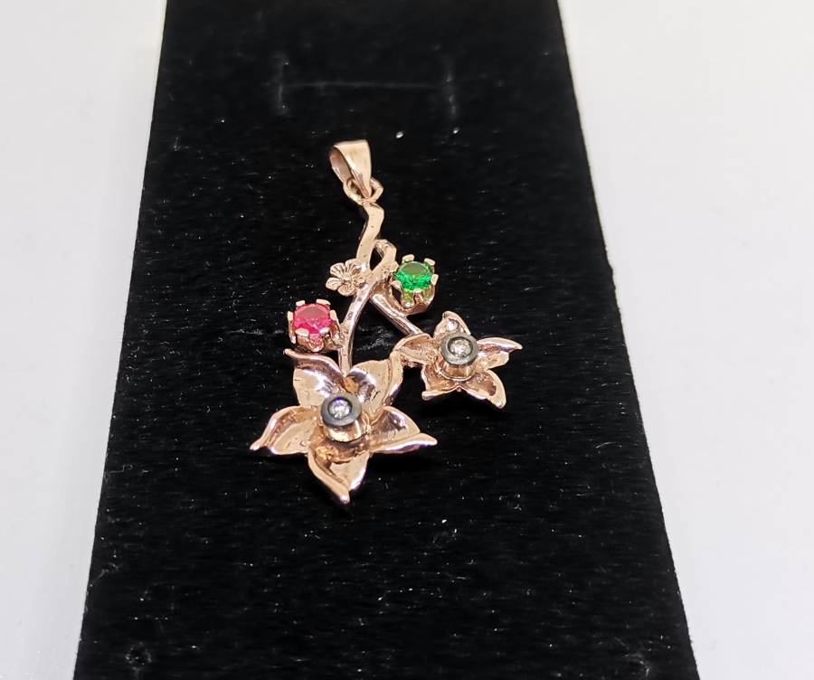 ZÜMRÜT YAKUT VE PIRLANTA TAŞLI KOLYE UCU