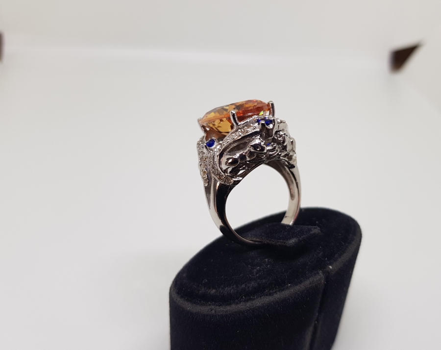 SAFİR , SİTRİN VE PIRLANTA TAŞLI YÜZÜK
