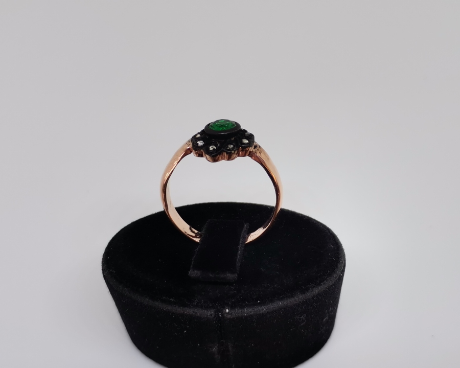 GÜL MODELLİ SİTRİN VE ELMAS TAŞLI YÜZÜK