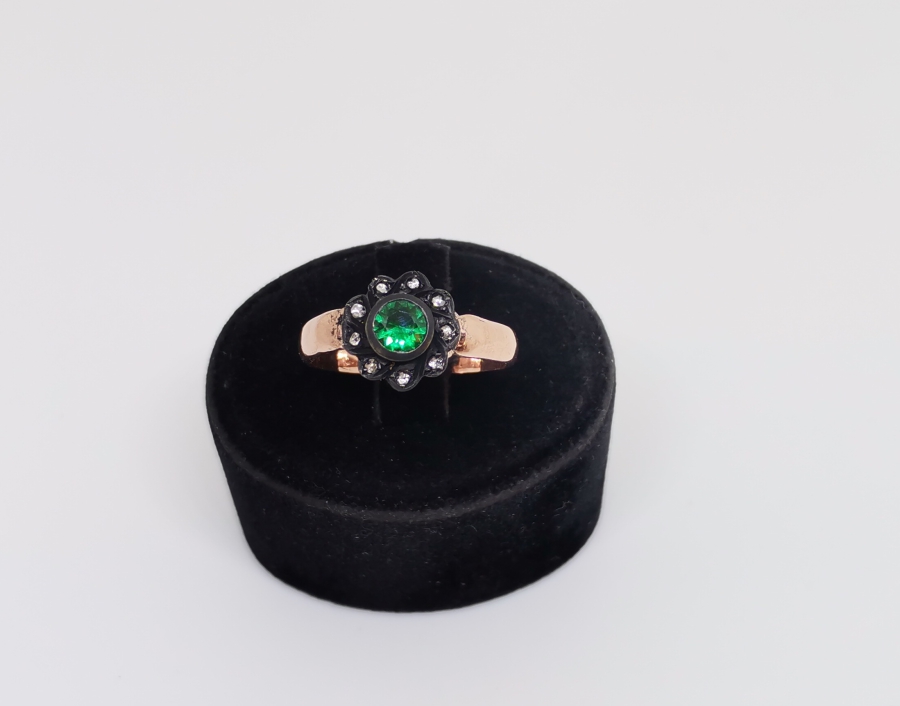 GÜL MODELLİ SİTRİN VE ELMAS TAŞLI YÜZÜK