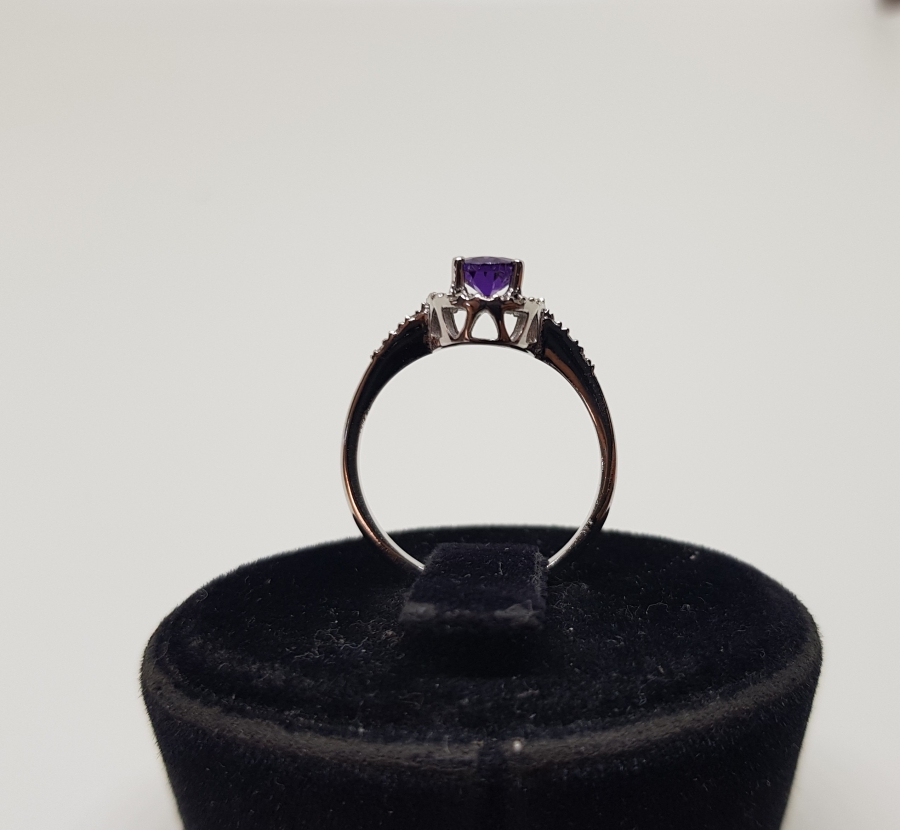 PIRLANTA VE AMETİST TAŞLI MİNİ FRANSIZ MODEL YÜZÜK