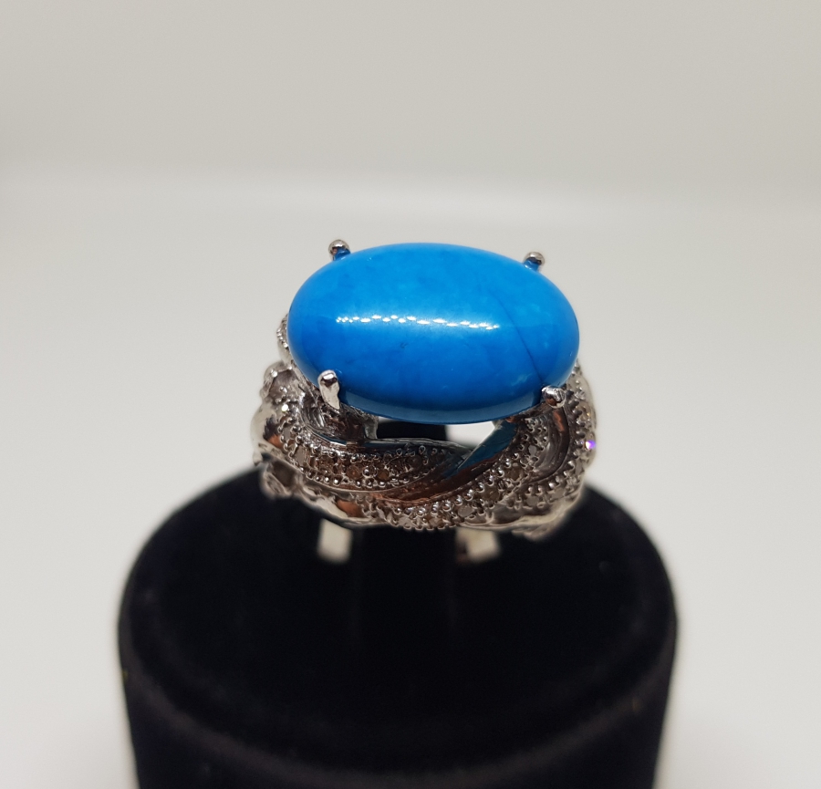 BÜYÜK ELİPS MODEL PIRLANTA VE İRAN FERUZE TAŞLI YÜZÜK