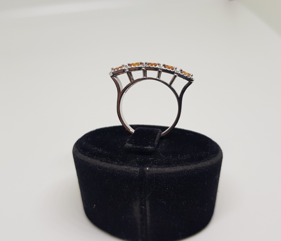 PIRLANTA VE SİTRİN TAŞLI BEŞLİ SIRA MODEL YÜZÜK