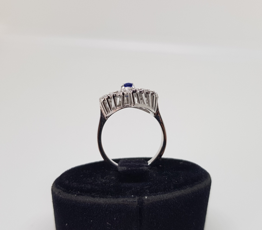 SAFİR VE PIRLANTA TAŞLI GENİŞ SONSUZLUK MODELİ YÜZÜK