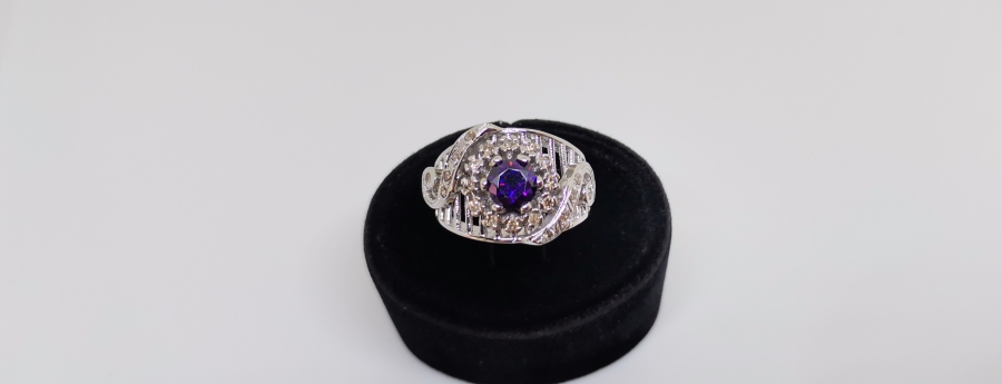 PIRLANTA VE AMETİST TAŞLI AVRUPA MODEL YÜZÜK