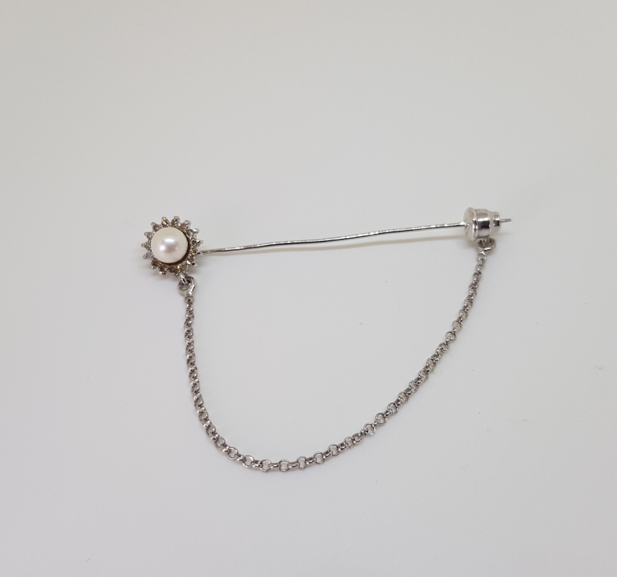 İNCİ VE PIRLANTA TAŞLI BROŞ - TÜRBAN İĞNESİ