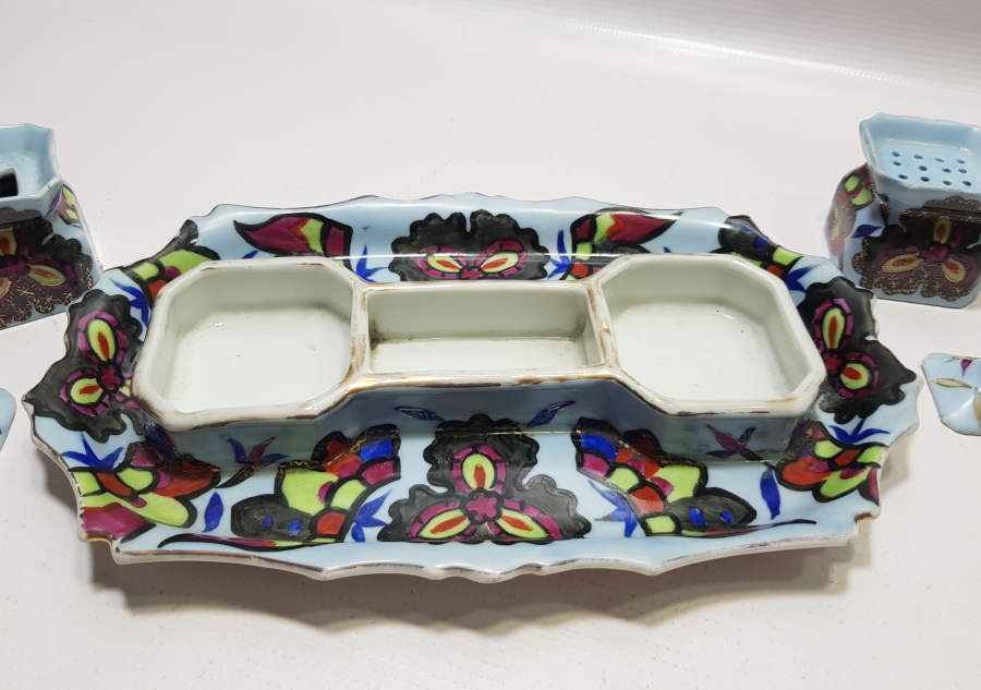 OSMANLI DÖNEMİ EL BOYAMA ÖZEL ÜRETİM EL BOYAMA BÜYÜK BOY PORSELEN HOKKA TAKIMI