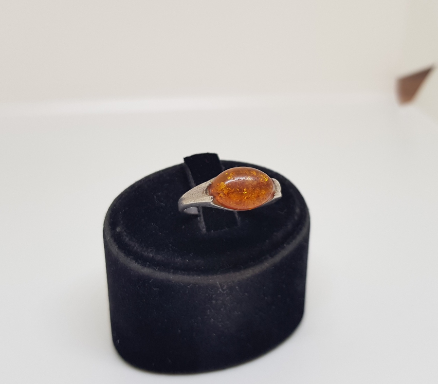 DAMLA KEHRİBAR TAŞLI ÖZEL YAPIM GÜMÜŞ YÜZÜK