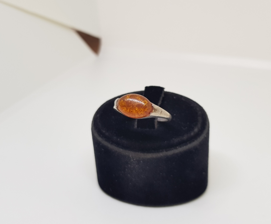 DAMLA KEHRİBAR TAŞLI ÖZEL YAPIM GÜMÜŞ YÜZÜK