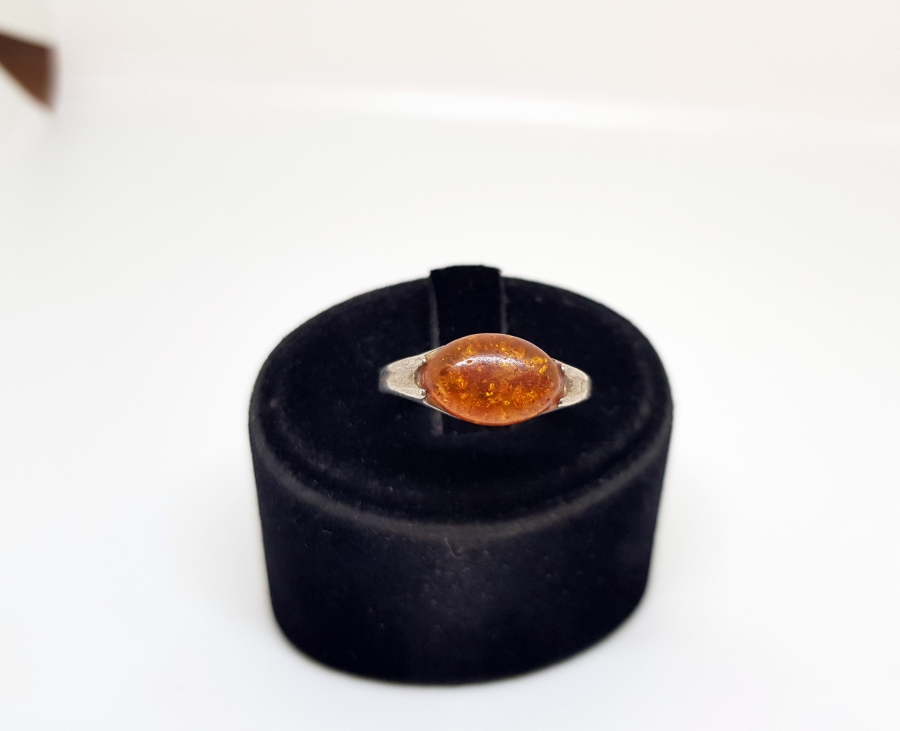 DAMLA KEHRİBAR TAŞLI ÖZEL YAPIM GÜMÜŞ YÜZÜK