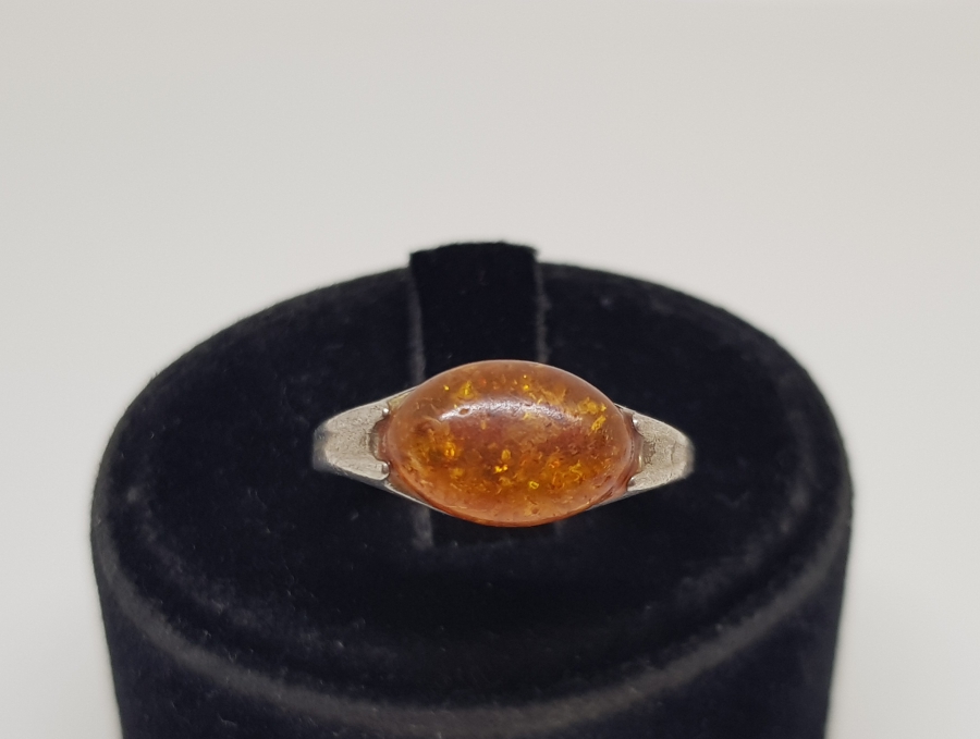 DAMLA KEHRİBAR TAŞLI ÖZEL YAPIM GÜMÜŞ YÜZÜK