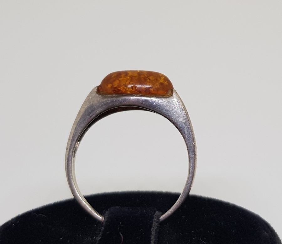 DAMLA KEHRİBAR TAŞLI ÖZEL YAPIM GÜMÜŞ YÜZÜK