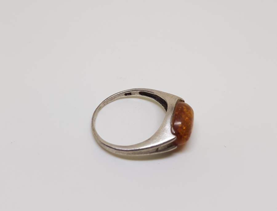 DAMLA KEHRİBAR TAŞLI ÖZEL YAPIM GÜMÜŞ YÜZÜK