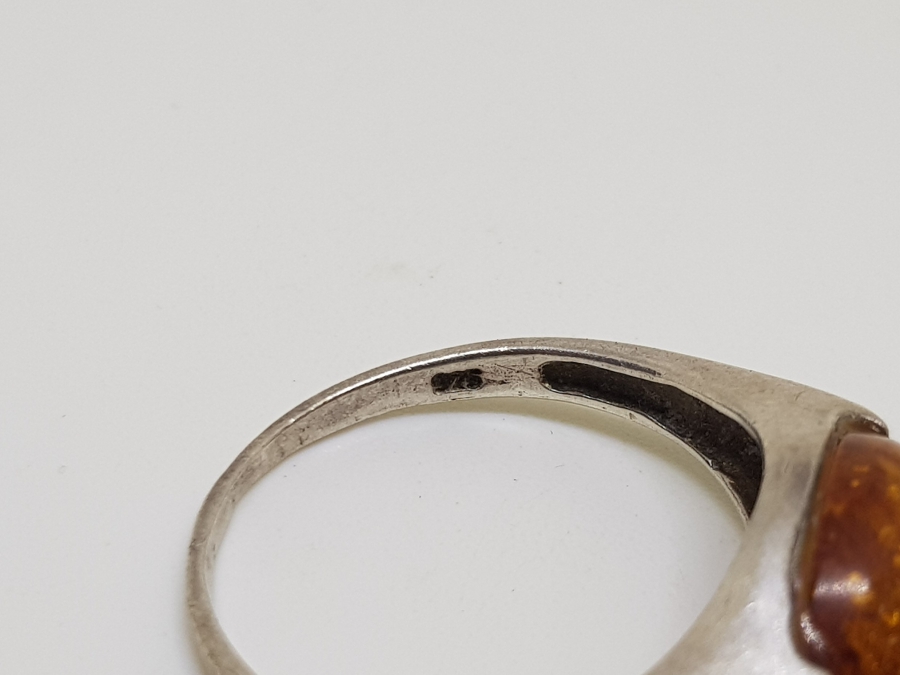 DAMLA KEHRİBAR TAŞLI ÖZEL YAPIM GÜMÜŞ YÜZÜK