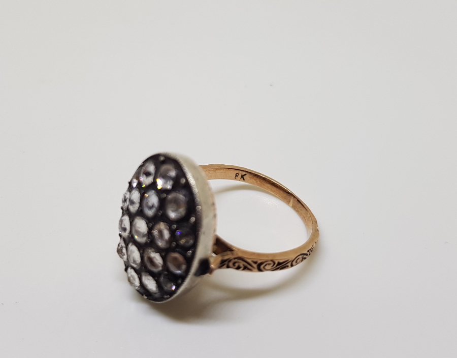 ÖZEL YAPIM ANTİKA ELMAS TAŞLI DİVANHANE ÇİVİSİ MODELİ ALTIN YÜZÜK