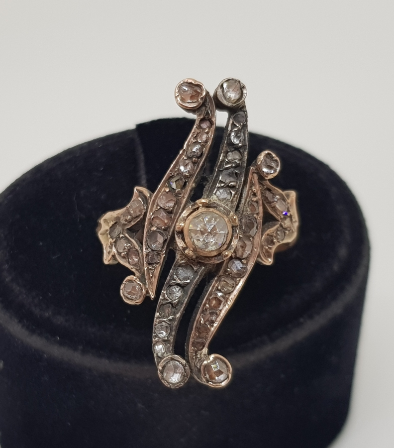 OSMANLI DÖNEMİ ÇOK NADİR GİRİT MEKİĞİ MODELİ ELMAS YÜZÜK