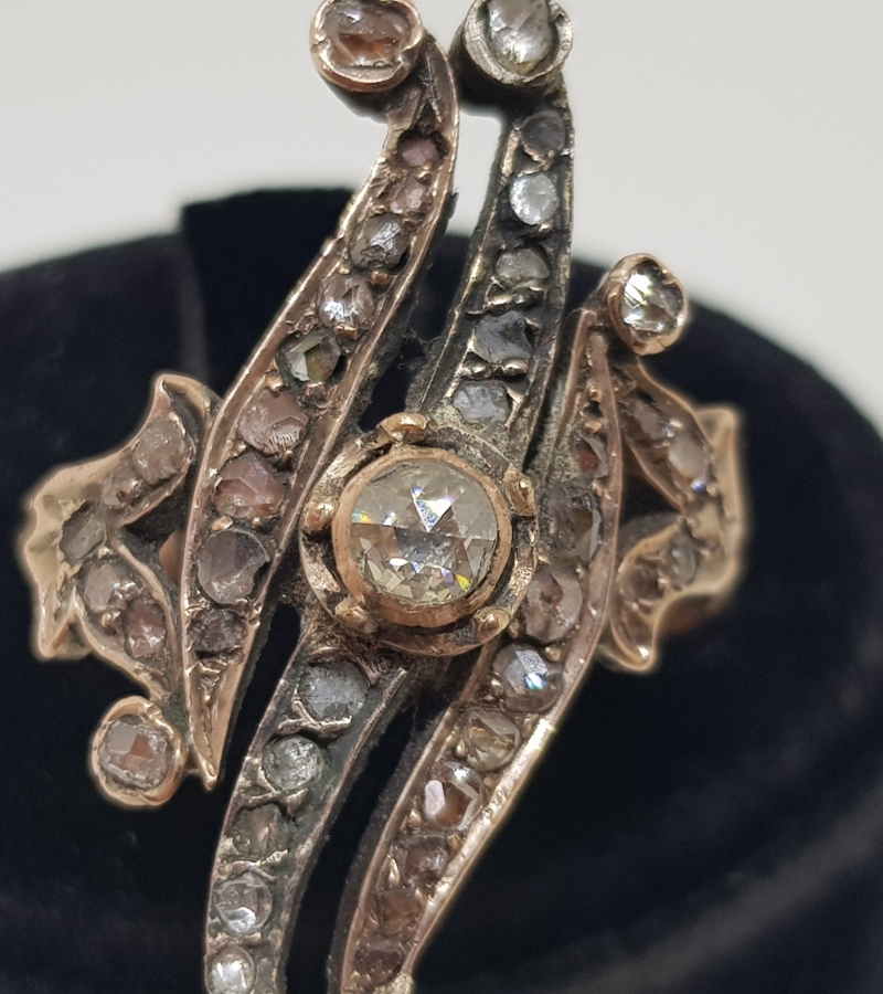 OSMANLI DÖNEMİ ÇOK NADİR GİRİT MEKİĞİ MODELİ ELMAS YÜZÜK