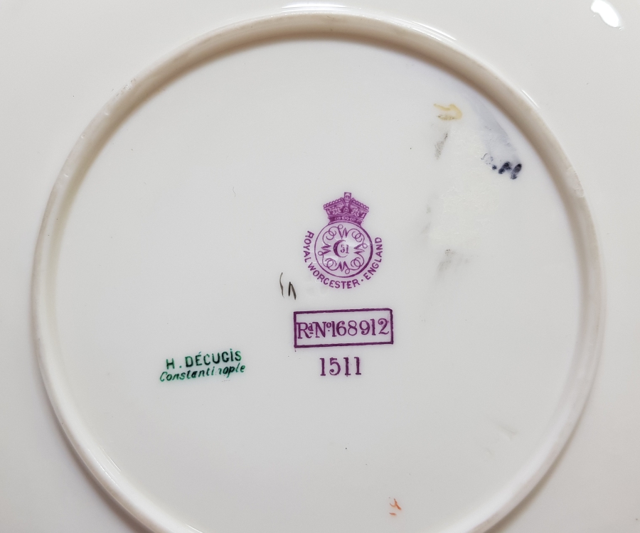H.DECUGİS CONSTANTİNOPLE DAMGALI ALTIN VARAKLI EL BOYAMA OSMANLI DÖNEMİ BÜYÜK BOY PORSELEN TABAK