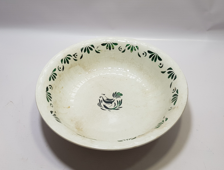 ÜZERİ AY YILDIZ VE HOROZLU DEV BOY OSMANLI DÖNEMİ PORSELEN KASE