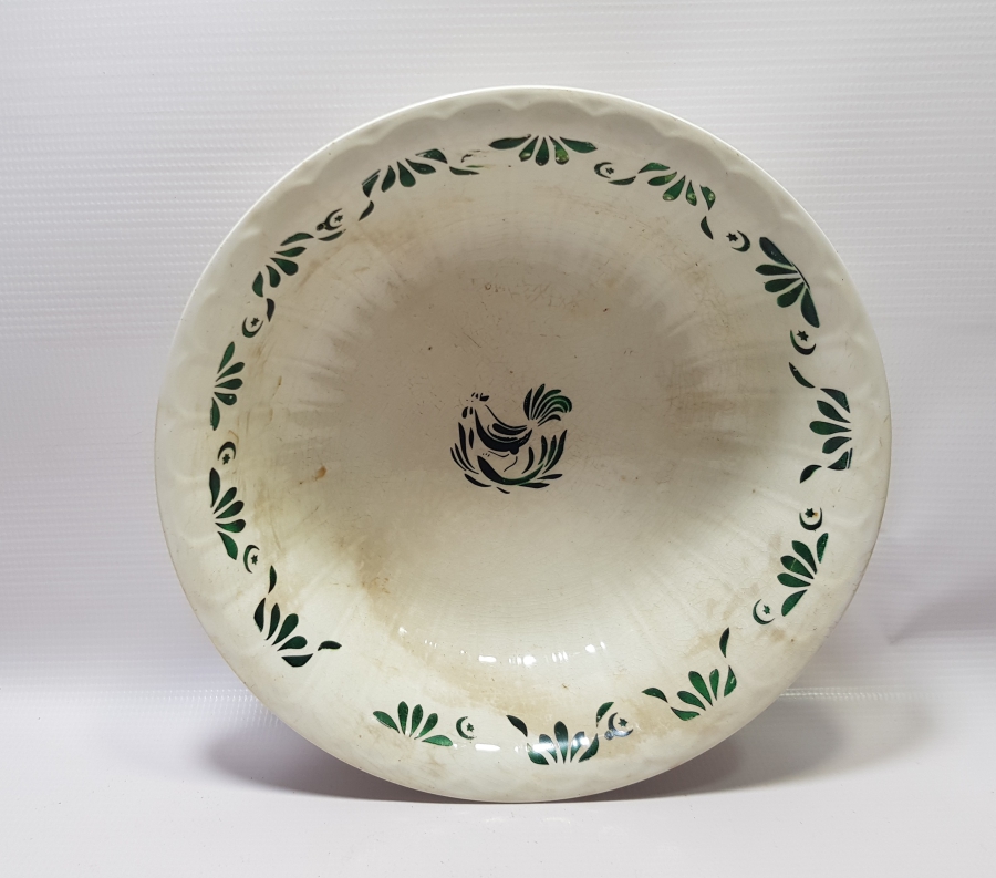 ÜZERİ AY YILDIZ VE HOROZLU DEV BOY OSMANLI DÖNEMİ PORSELEN KASE