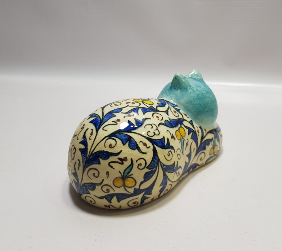 SITKI USTA İMZALI EL YAPIMI ANTİKA KÜTAHYA KEDİ FİGÜRÜ