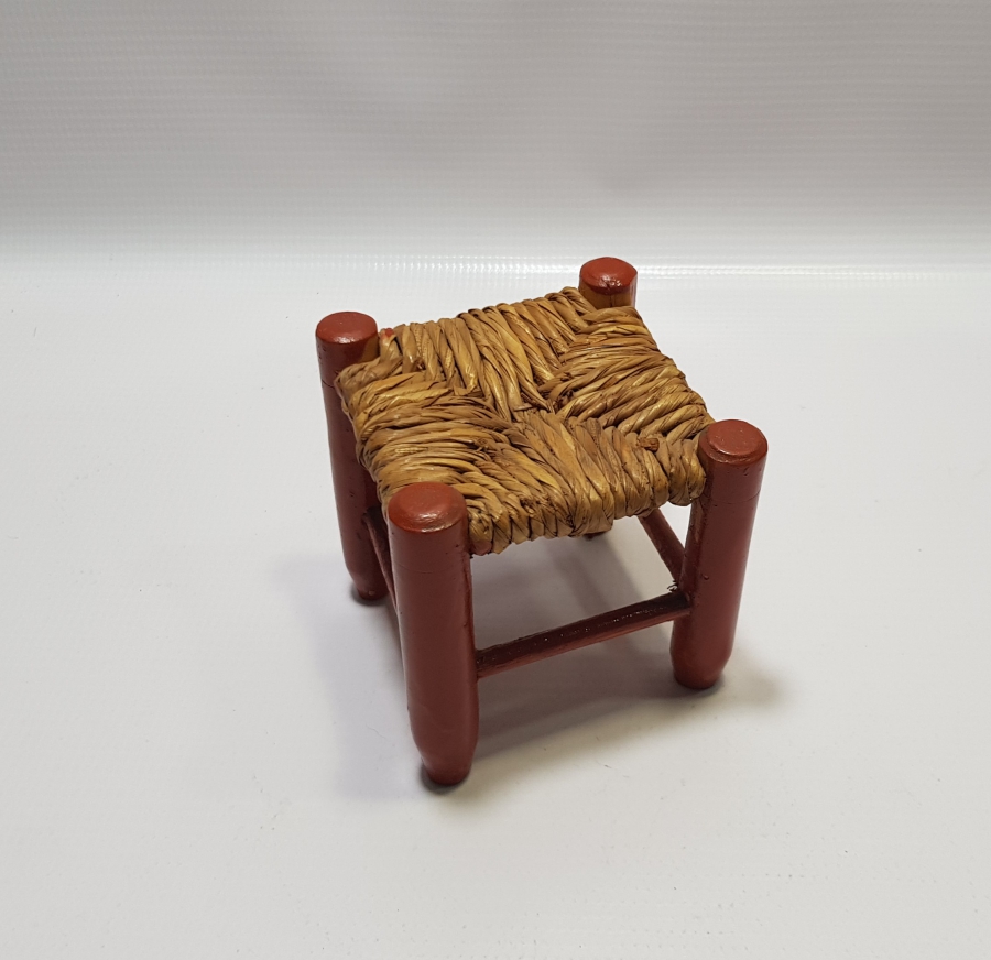 OSMANLI DÖNEMİ EL YAPIMI HURMA HASIRLI HİCAZ HATIRASI OYUNCAK ÇOCUK TABURESİ