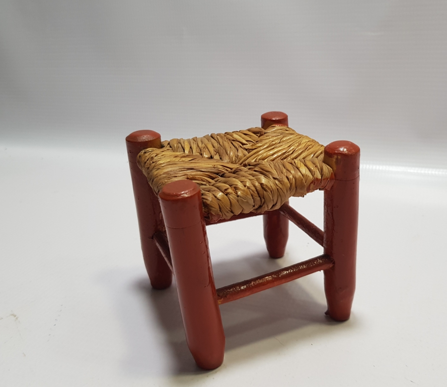 OSMANLI DÖNEMİ EL YAPIMI HURMA HASIRLI HİCAZ HATIRASI OYUNCAK ÇOCUK TABURESİ