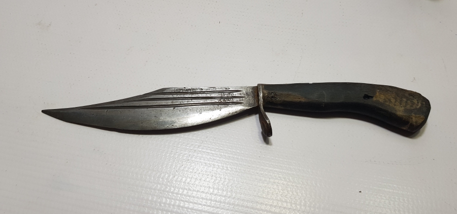 OSMANLI DÖNEMİ KAN OLUKLU VE YALMANLI EĞRİ SAPLI BURSA İŞİ ÇOK NADİR KABADAYI KAMASI - BİTİRİM SALLAMASI