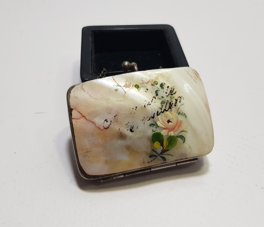 OSMANLI DÖNEMİ SEDEF ÜZERİ EL BOYAMA LEVANTEN İŞİ CÜZDAN