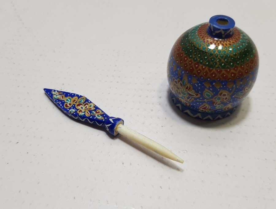 KEMİKTEN MAMUL EL BOYAMA İŞÇİLİKLİ ANTİKA SÜRMEDAN