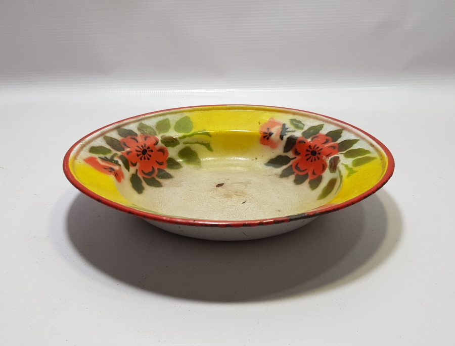 OSMANLI DÖNEMİ EL BOYAMA EMAYE TABAK