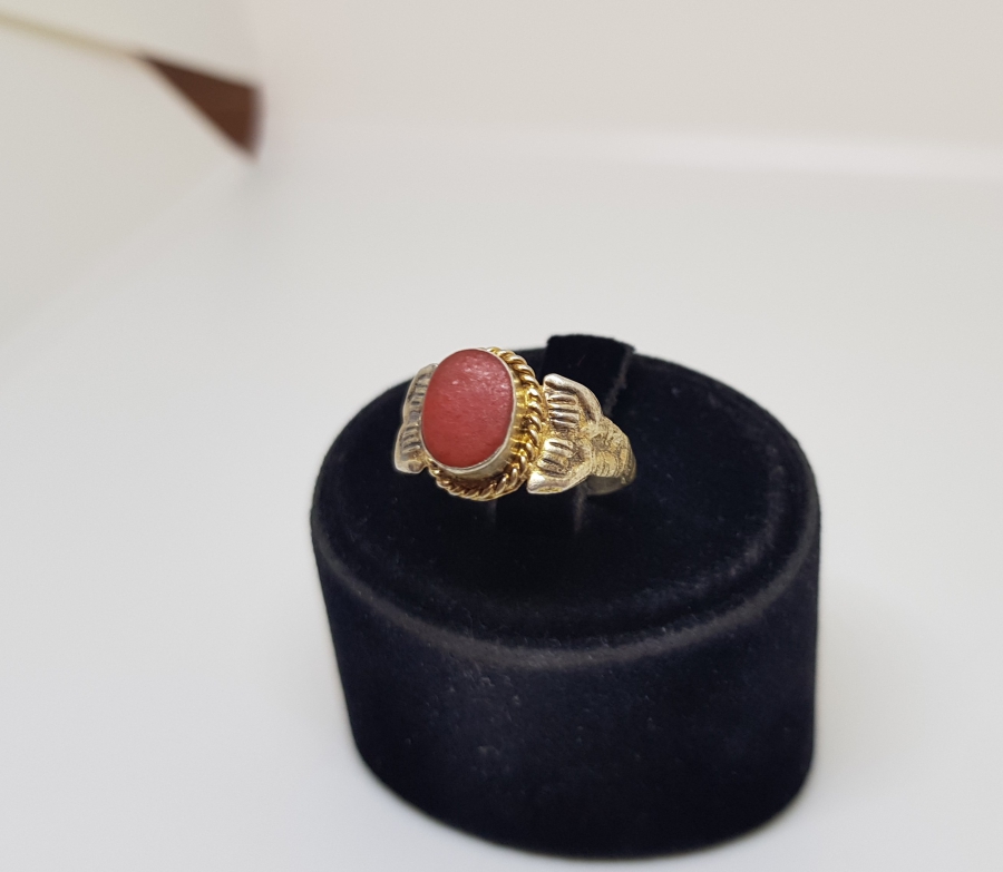 OSMANLI DÖNEMİ ÖZEL YAPIM MERCAN TAŞLI GÜMÜŞ YÜZÜK