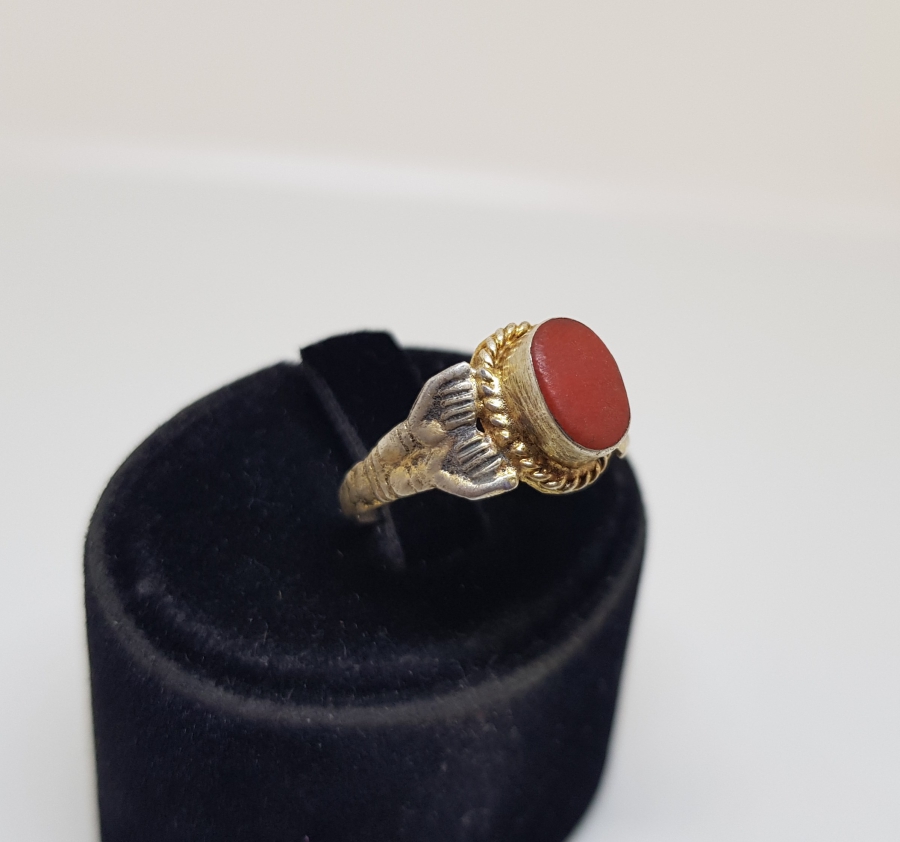 OSMANLI DÖNEMİ ÖZEL YAPIM MERCAN TAŞLI GÜMÜŞ YÜZÜK