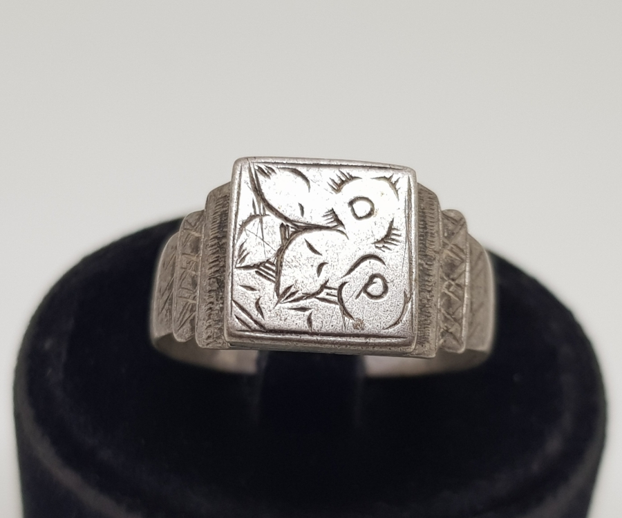 ÜZERİ KALEM İŞÇİLİKLİ OSMANLI DÖNEMİ GÜMÜŞ KABADAYI YÜZÜĞÜ