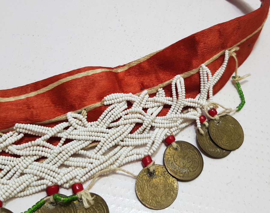 OSMANLI DÖNEMİ OPAL BONCUKLU VE PENEZLİ GELİN ALINLIĞI