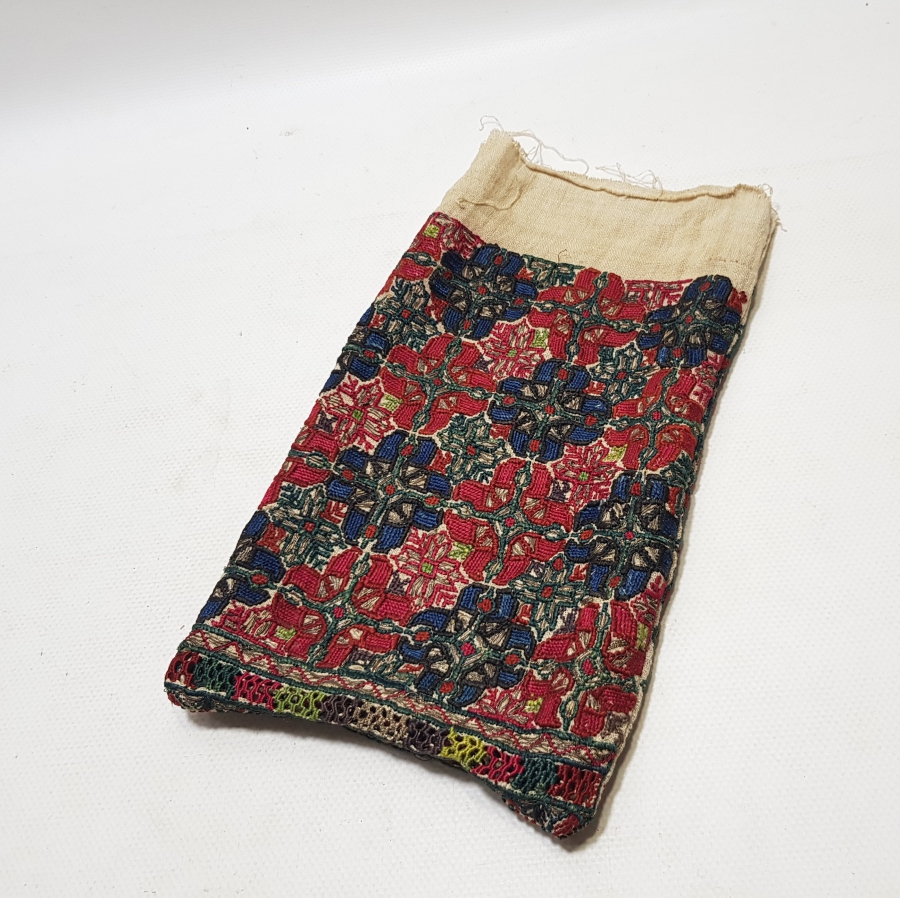 OSMANLI DÖNEMİ İKİ TARAFI İŞLEMELİ ÇOK NADİR BÜYÜK BOY GELİN HAMAM KESESİ